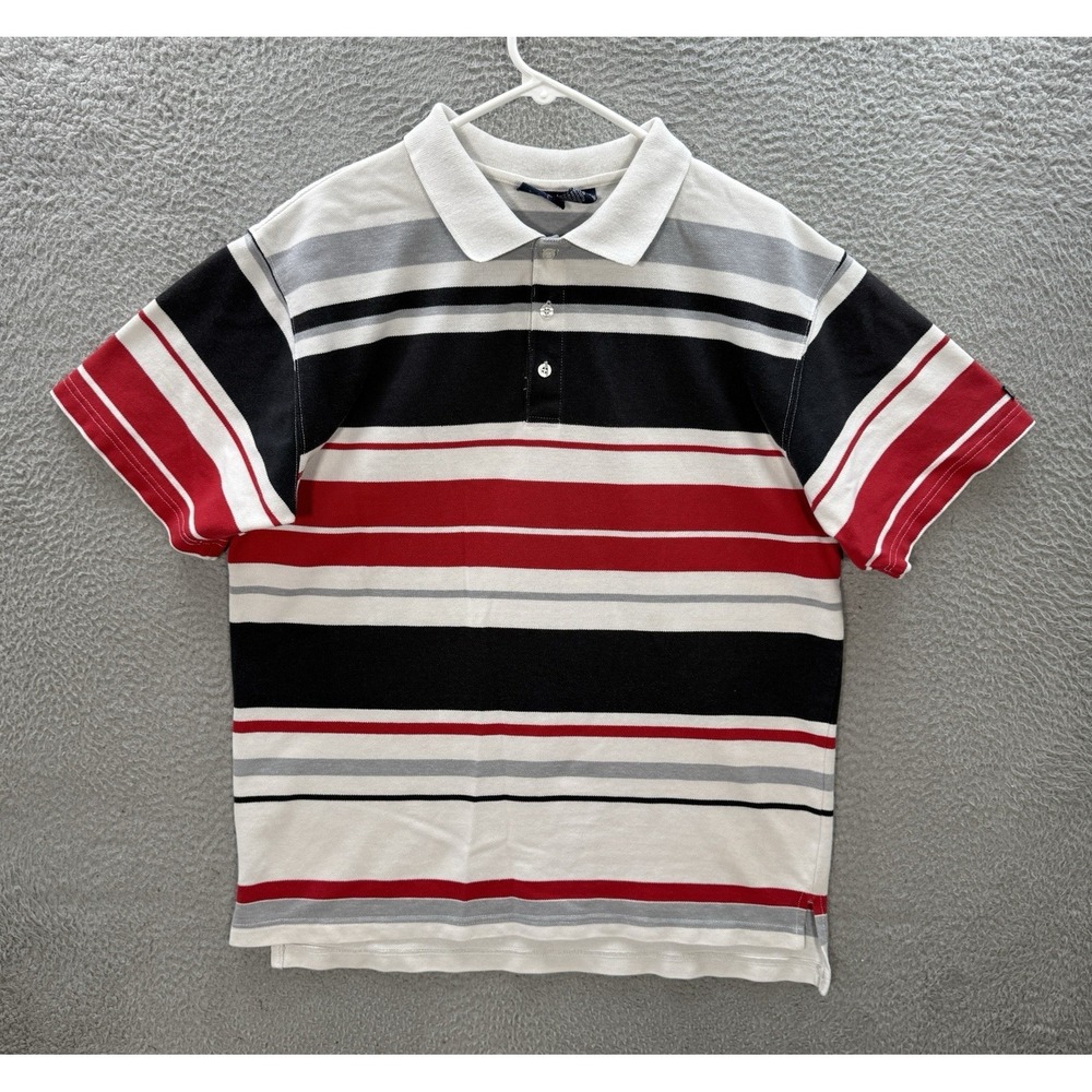 Vintage Bugle Boy Shirt Adult Large Multicolor Striped Polo Grunge Faded Y2K